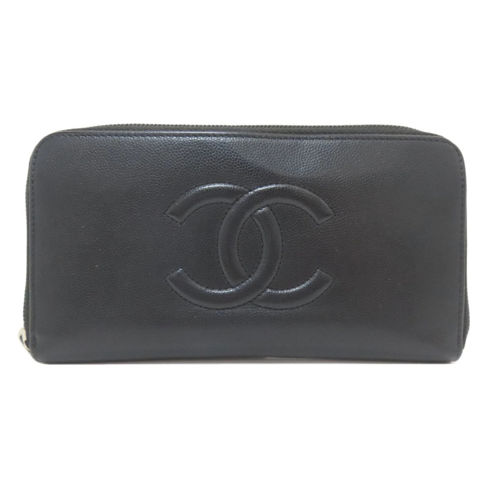 CHANEL Authentic Black Logo Wallet